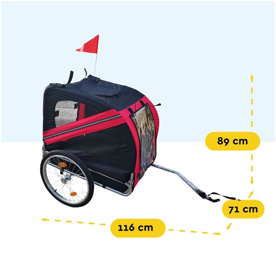 BRASQ Hondenfietskar – Rood/Zwart – Tot 40kg – Opvouwbaar met Reflectoren