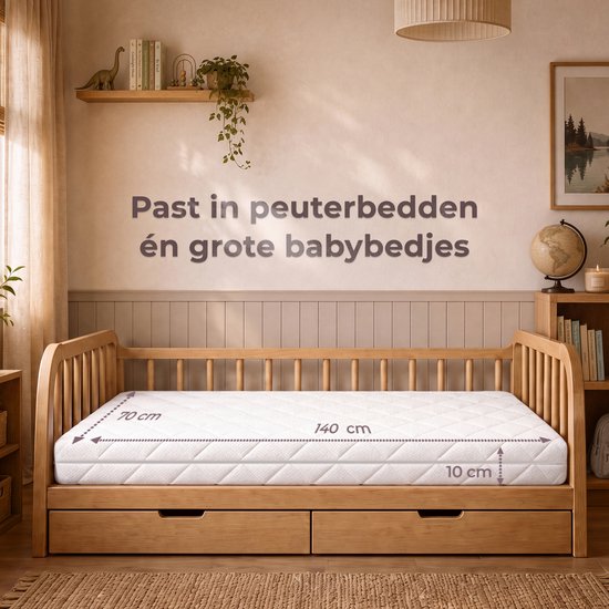 CozySense® Babymatras 70x140 cm – Ledikant Matras – Babymatrassen – Ademend Katoen – afneembare hoes – OEKO-TEX® & CertiPUR-US® gecertificeerd – 10 cm