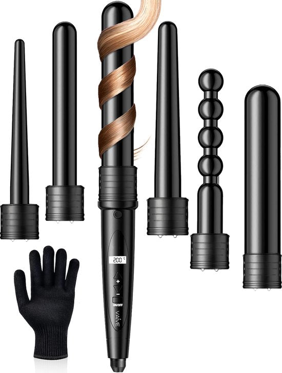 VAIVE Krultang met 6 Opzetstukken - Haarkruller - Krultangen - Curling iron - 32mm - 19 mm - 25mm