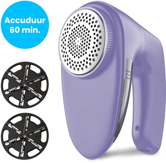 Auronic Elektrische Pluizenverwijderaar - Draadloze Ontpiller - Accuduur 60 minuten - Pluizentondeuse - 2 Extra Opzetstukken - Paars
