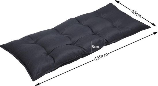 Bankkussen 110x45x8cm Viscose Binnen Buitenkussen Tuinkussen Zitkussen Antraciet