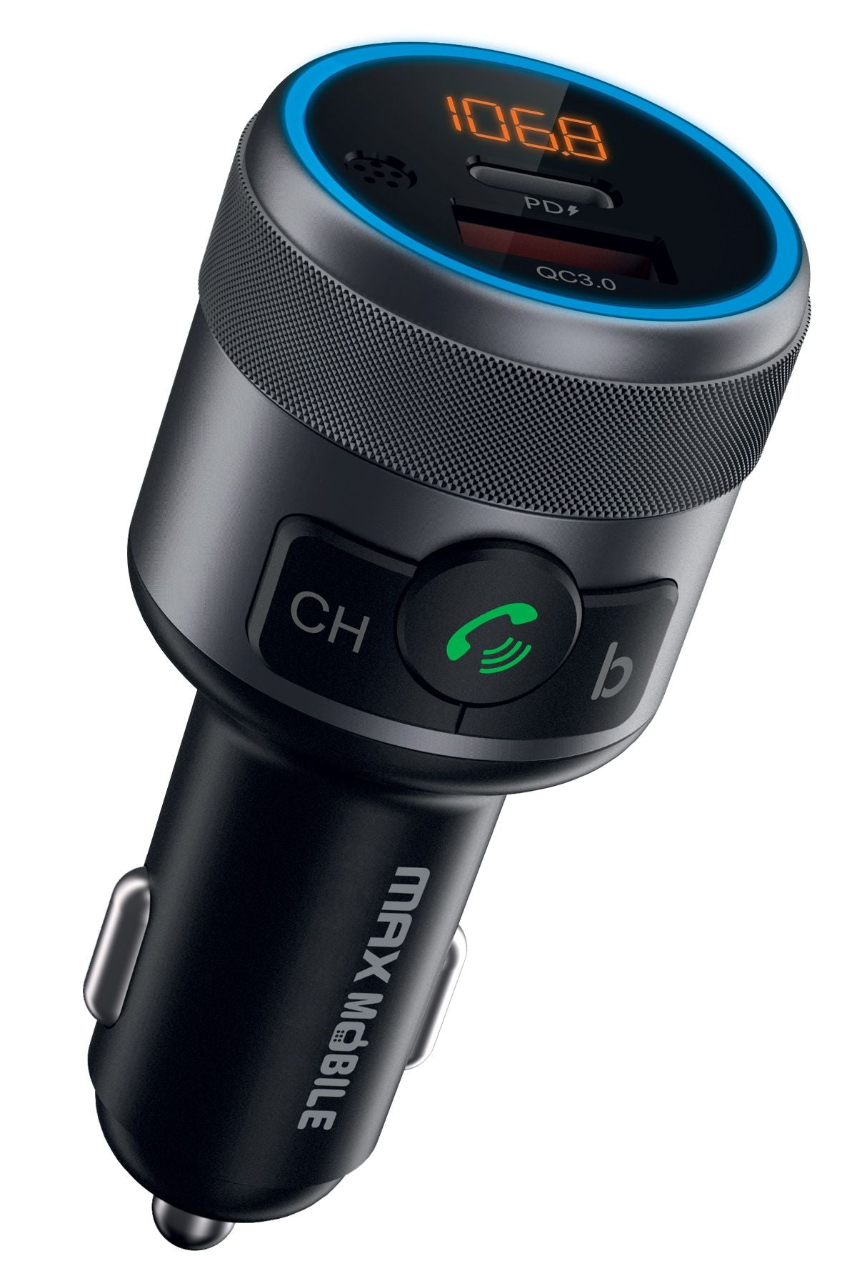 MaxMobile FM Transmitter En Autolader NT7010 – 42W Fast Charge Type-C En USB – Zwart