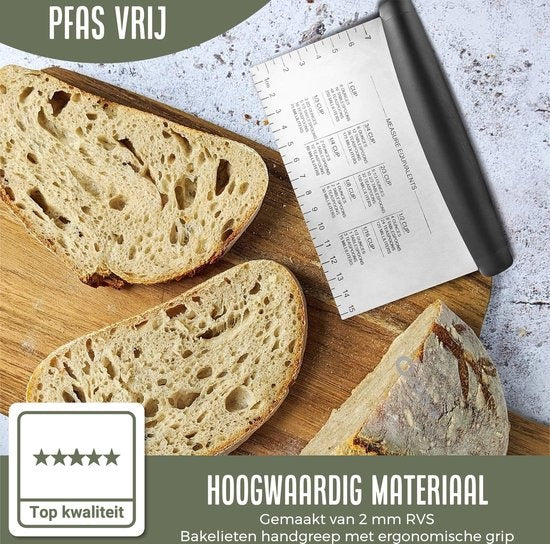 COOCK - Ergonomische Deegsteker RVS - Deegschraper - Pizza mes - Groentesnijder - Cake & Taart Schraper