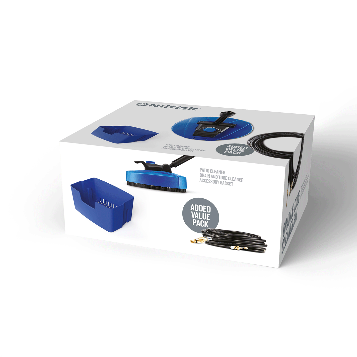 Nilfisk Core 140 Hogedrukreiniger Accessoirepakket - 3-delig - Patio Terrasreiniger - 8 m Pijp- en Rioolreiniger - Accessoirekorf
