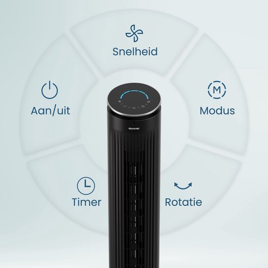 Auronic Torenventilator - Vloerventilator - Luchtkoeler - Ventilator Staand - 105 CM - 5 Snelheden - Met Afstandsbediening - Stille Ventilator - Fan - 45 dB - Zwart