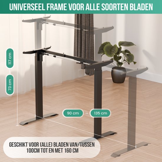 Avalo Bureauonderstel Elektrisch Verstelbaar - Geschikt Voor Bureaublad 60-80 x 100-160cm - Zwart