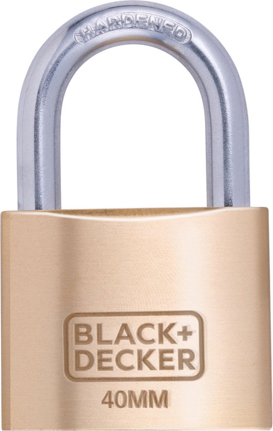 BLACK+DECKER Hangslot met Sleutel - 40mm - Incl. 3 Sleutels - Massief Messing Slot