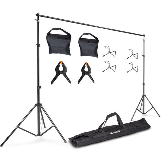 Auronic Achtergrondsysteem - Complete Set - Zonder Doek - Verstelbaar - 300 x 260cm