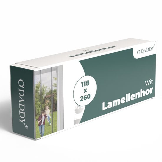 O'DADDY® Vliegengordijn Lamellenhor - 118x260 cm - Deurgordijn - Hordeur - Aanpasbaar Ontwerp - Glasvezel - Deurhor Wit