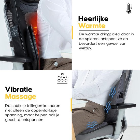 CALMENTA® Shiatsu Massagestoel – Opbergtas - Massagekussen - Compressiemassage – Elektrisch Warmtefunctie