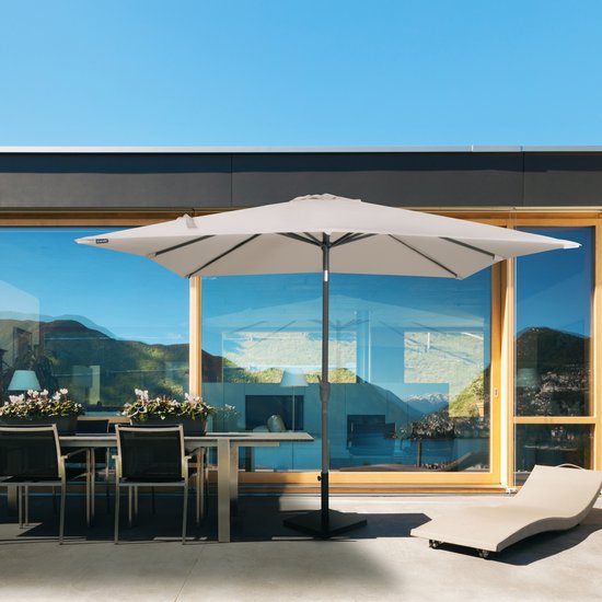 VONROC Premium Stokparasol Rosolina 280x280cm - Incl. beschermhoes – Vierkante parasol - Kantelbaar – UV werend doek - Beige