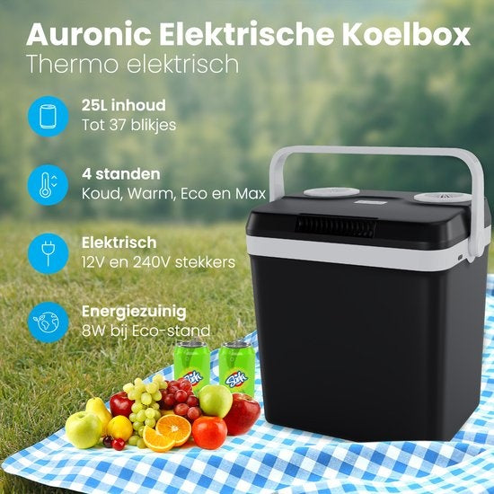 Auronic Elektrische Koelbox - Coolbox - 25L - 12V en 240V - Zwart