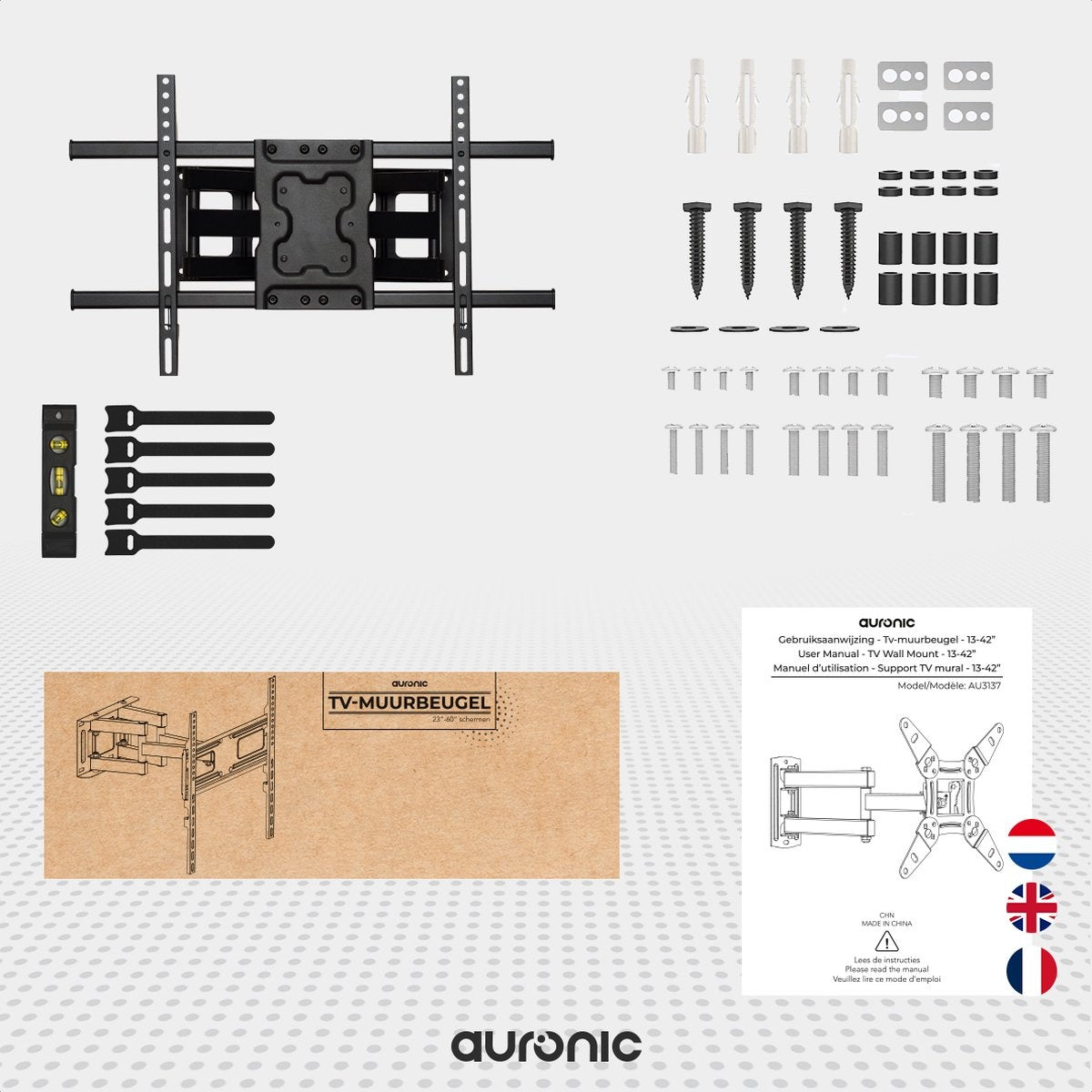 Auronic TV Beugel - Draaibaar en Kantelbaar - 23 tot 60 inch - Tot 45 KG - Zwart