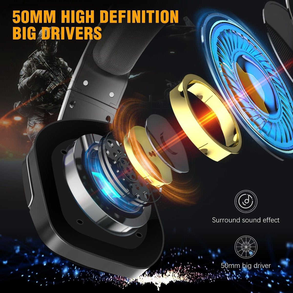 SoulBytes S12 RGB Over-ear Koptelefoons - Gaming headset met Stereo Microfoon - Multi platform -Zwart