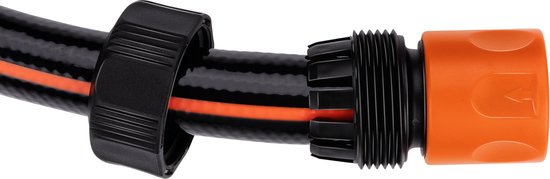 BLACK+DECKER Tuinslang Snelkoppeling - met Waterstop - 5/8'-3/4' - ⌀16-19 mm - Kunststof - Zwart/ Oranje