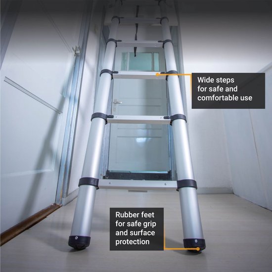 Batavia Telescopische Vlizotrap 2.30m - 2.70m Giraffe Air® - Compact, gebruiksvriendelijk ontwerp met grip, brede treden voor veiligheid, snel te installeren