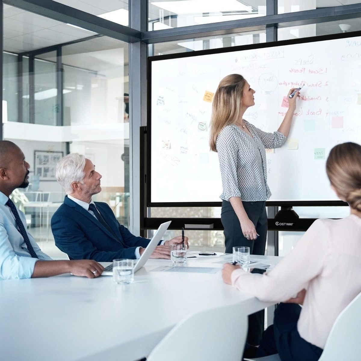 Coast Dubbele -zijdige magnetisch mobiel whiteboard mobiel rollend wit wandpaneel voor kantoorzwart