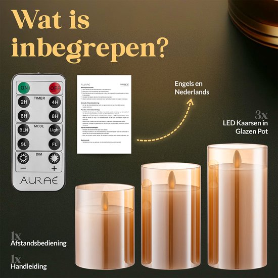 Auraé Led Kaarsen met Bewegende Vlam