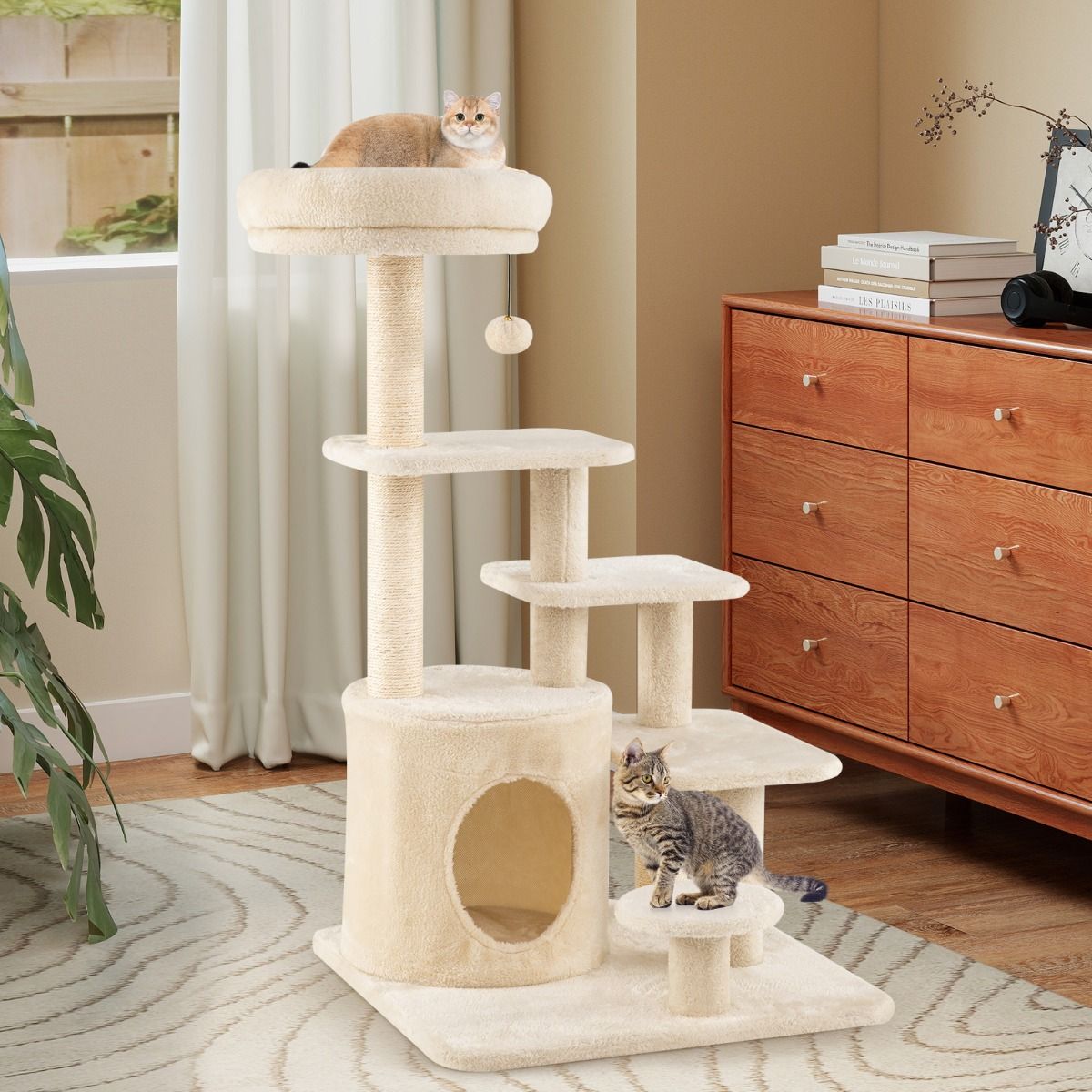 Coast Kattenboom - meerdere verdiepingen - sisal krabpalen - beige/grijs - 102 cm