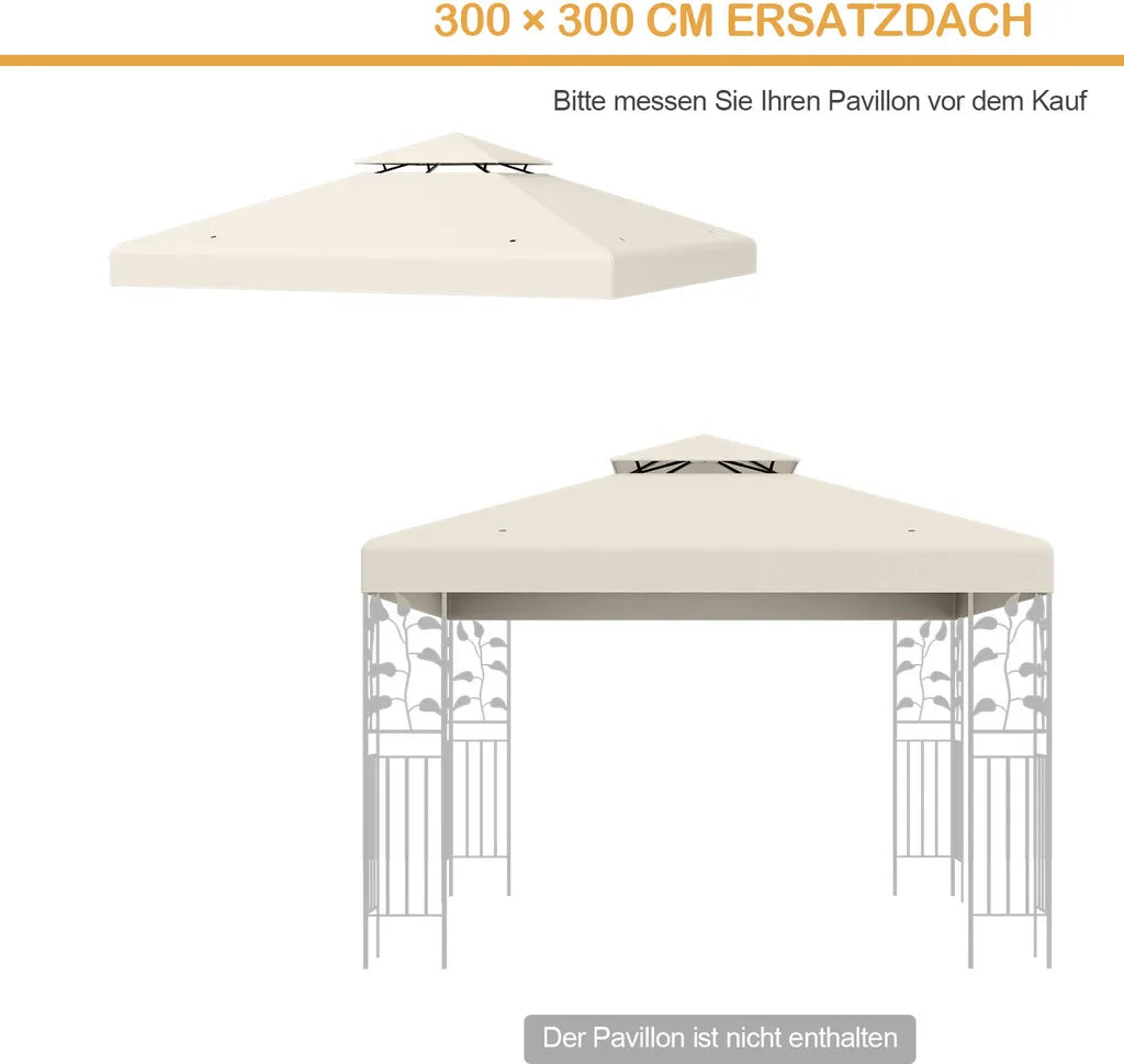 Coast Vervangingsdak - Weerbestendig - 3x3 M - Incl. Afvoergaten & Klittenbandsluitingen - Beige