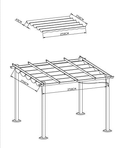Angel Living vervangend dakdoek - pergola en gazebo - polyester - 3 x 3 m - beige - 258 x 258 cm