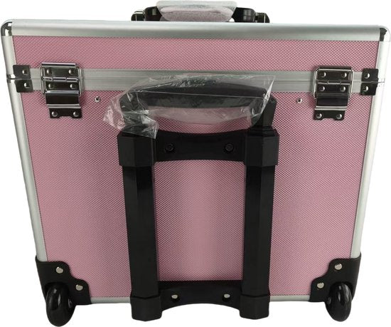 VDD - Kapperskoffer - kappers trolley – Kappers Koffer – Kapperstrolley – Kapperstas - Schmink visagie koffer trolley – Verrijdbaar – Draagbaar - Roze