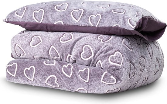 Sleeptime dekbedovertrek Glow in the dark Hearts Pink 140 x 200/220 cm
