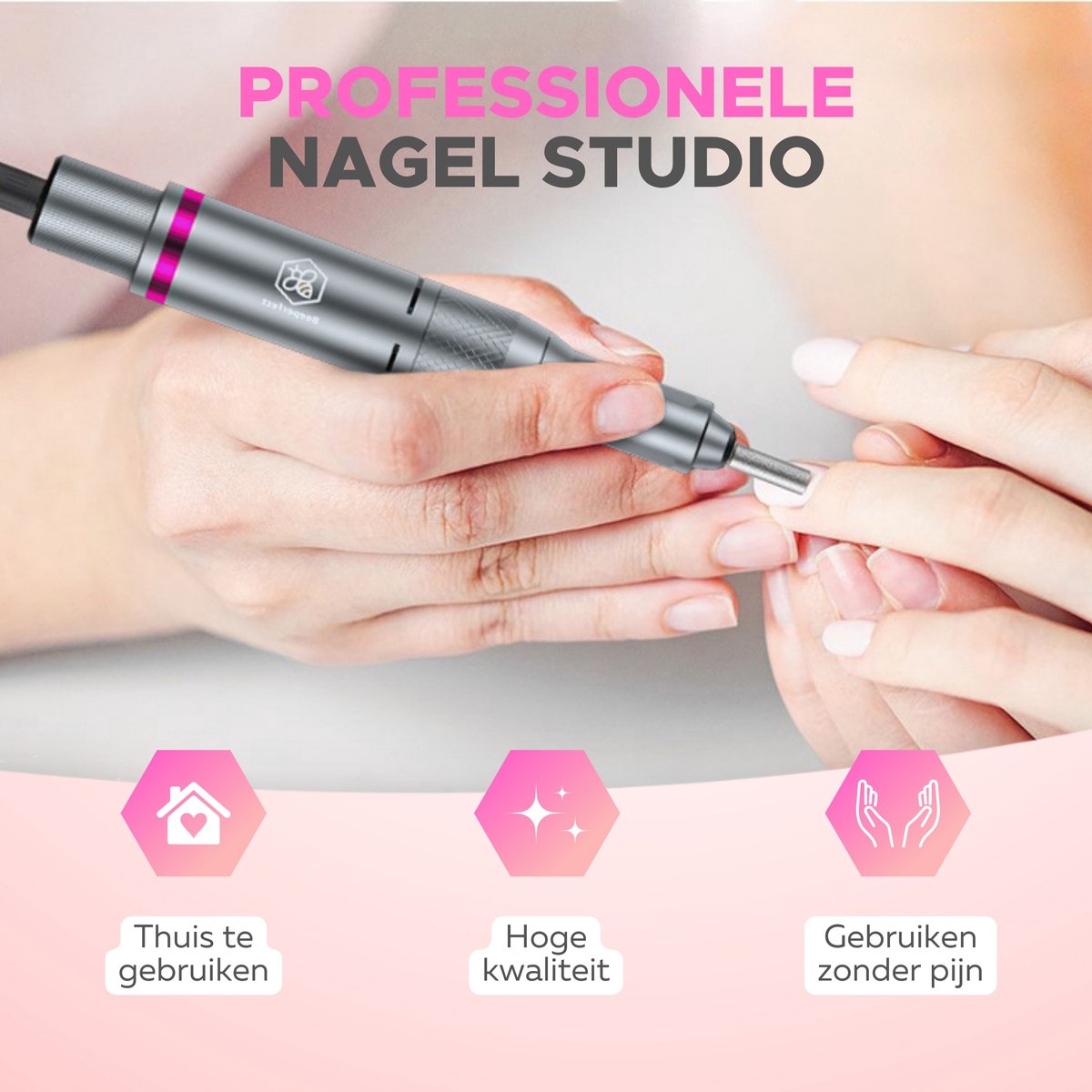 Beeperfect - Elektrische Nagelvijl Advanced - Nagelfrees - Manicure en Pedicure set - 35.000RPM - 26 Bitjes en 66 Schuurrolletjes