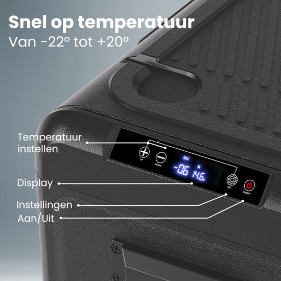 Auronic Elektrische Koelbox - Compressor - Met Wielen - 12V 230 Volt - Auto - 50L - Zwart/Grijs