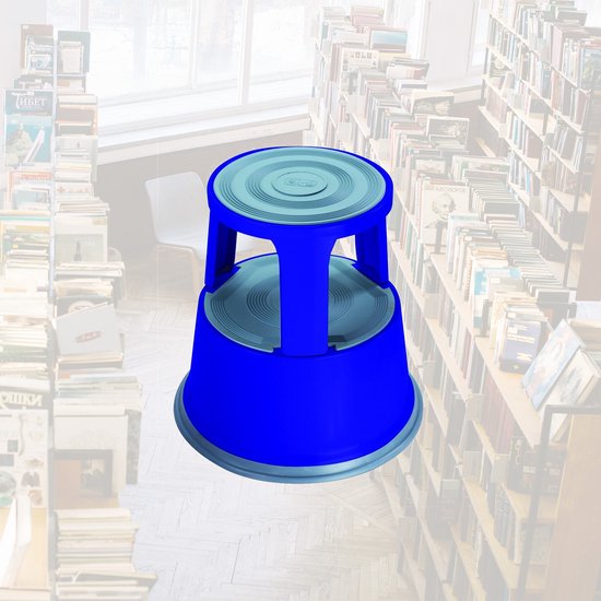 BRASQ Opstapkrukje Premium Blauw - Draagvermogen 150 kg - Opstapkruk - Olifantenvoet - Kantoorkruk - Roltrap - Kruk - Metaal
