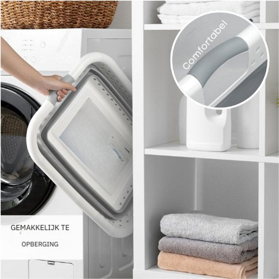 Badiona Opvouwbare Wasmand – 36 Liter - Wit/Grijs - 61 x 45 x 27 cm