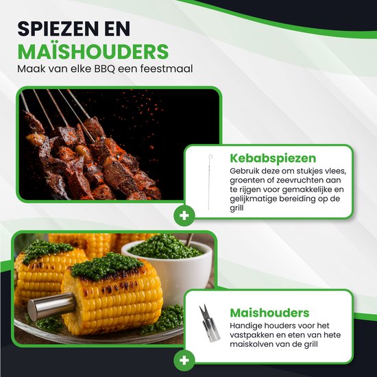 TTD® Premium BBQ Accesoires Set 30-delig - BBQ Gereedschapset RVS - Barbecue Accessoires - BBQ Tang - BBQ Spatel - Met BBQ Handschoenen en Schoonmaak Borstel - Inclusief Opbergtas