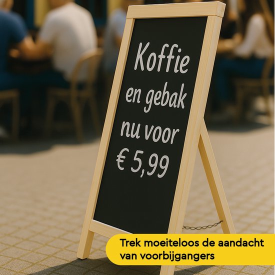 BRASQ Krijtstoepbord Blank - 55x 85 CM - Krijtbord - Reclamebord - Stoepbord - Enkelzijdig - voor Binnen en Buiten - Horeca