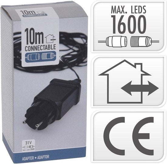 Nampook | Start- adapter voor Koppelbare Kerstverlichting - 10 Meter - Geschikt tot 1600 LED's