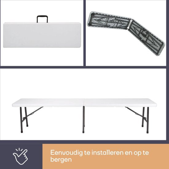 Perel Klapbank 4-zits - Inklapbaar en weerbestendig - Met handvat - Ideaal voor picknick, camping, barbecue en binnen/buiten gebruik - Maximaal 400 kg - Wit