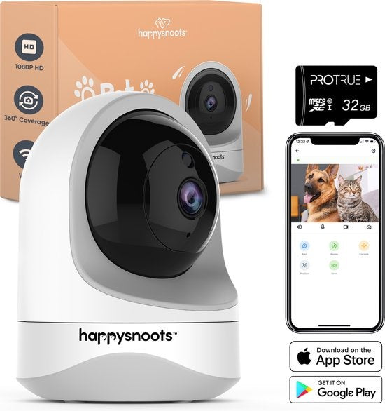 1080P Huisdiercamera met App - 360° Honden Camera - Hondencamera - Huisdier / Pet Cam - Voor Hond / Dog / Kat / Huisdieren