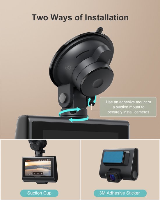 iZEEKER GD850 Dashcam voor auto - 4K & 1080P - Voor en Achter Camera - WiFi en GPS - 3'' IPS Touchscreen - Sony Sensor - Nachtzicht