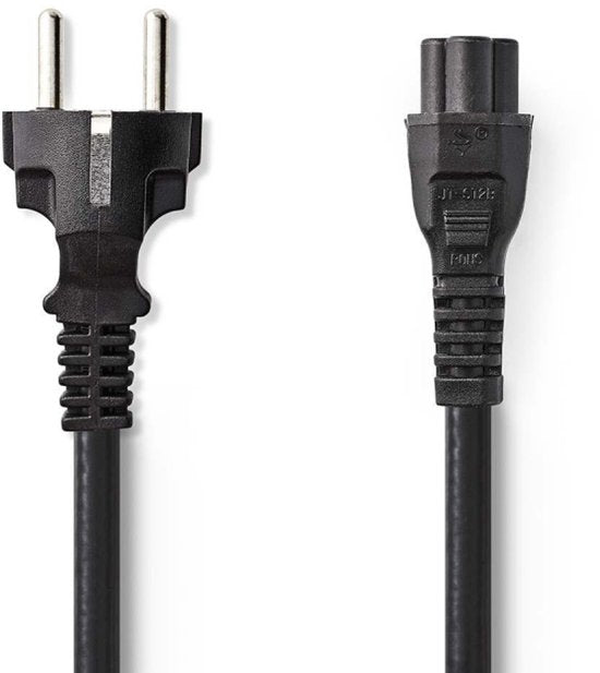 Nedis Stroomkabel - Type F (CEE 7/7) Male - IEC-320-C5 - Recht - Recht - Vernikkeld - 2.00 m - Rond - PVC - Zwart - Label