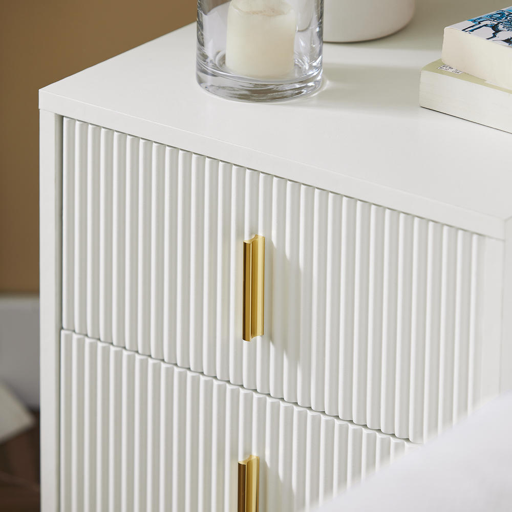 SoBuy Nachtkastje met 2 Laden - 40x40x47 cm - Wit