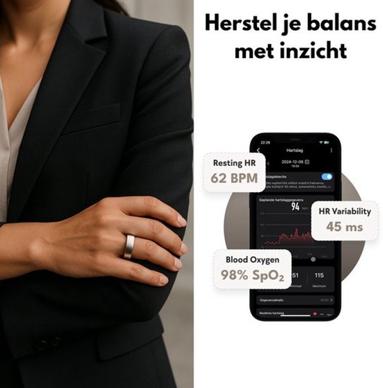 Focus® S1 Smart Ring - Rose gold - Maat 9 - Hartslag - Menstruatiecyclus - Slaap Monitor - Slimme Ring - Sport Prestatie - Stappenteller -IP68 Waterdicht - O2 Meting - Dames - Heren - Wearables - Oplaad Case - beschermring