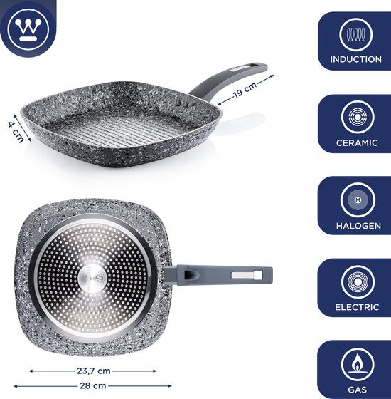 Westinghouse Grillpan inductie - Ø 28 cm - Grijs Graniet