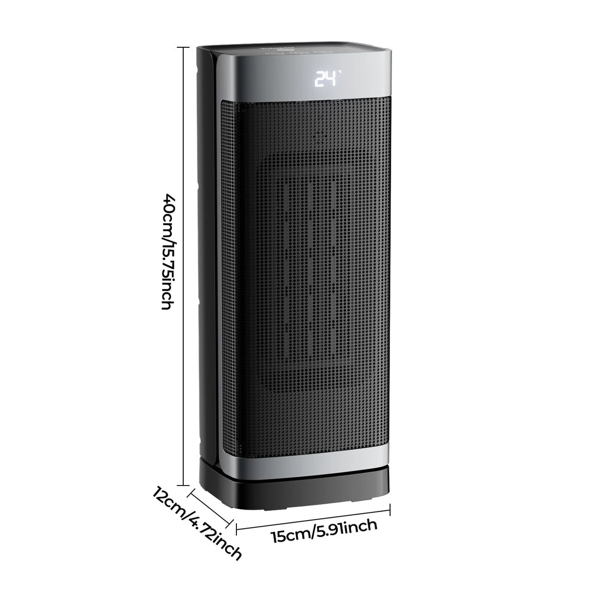 Totopia 2000W Keramische Kachel - PTC Elektrische Verwarming met Afstandsbediening - 12u Timer - Oscillatie - 40 × 15 × 12 cm - Zwart