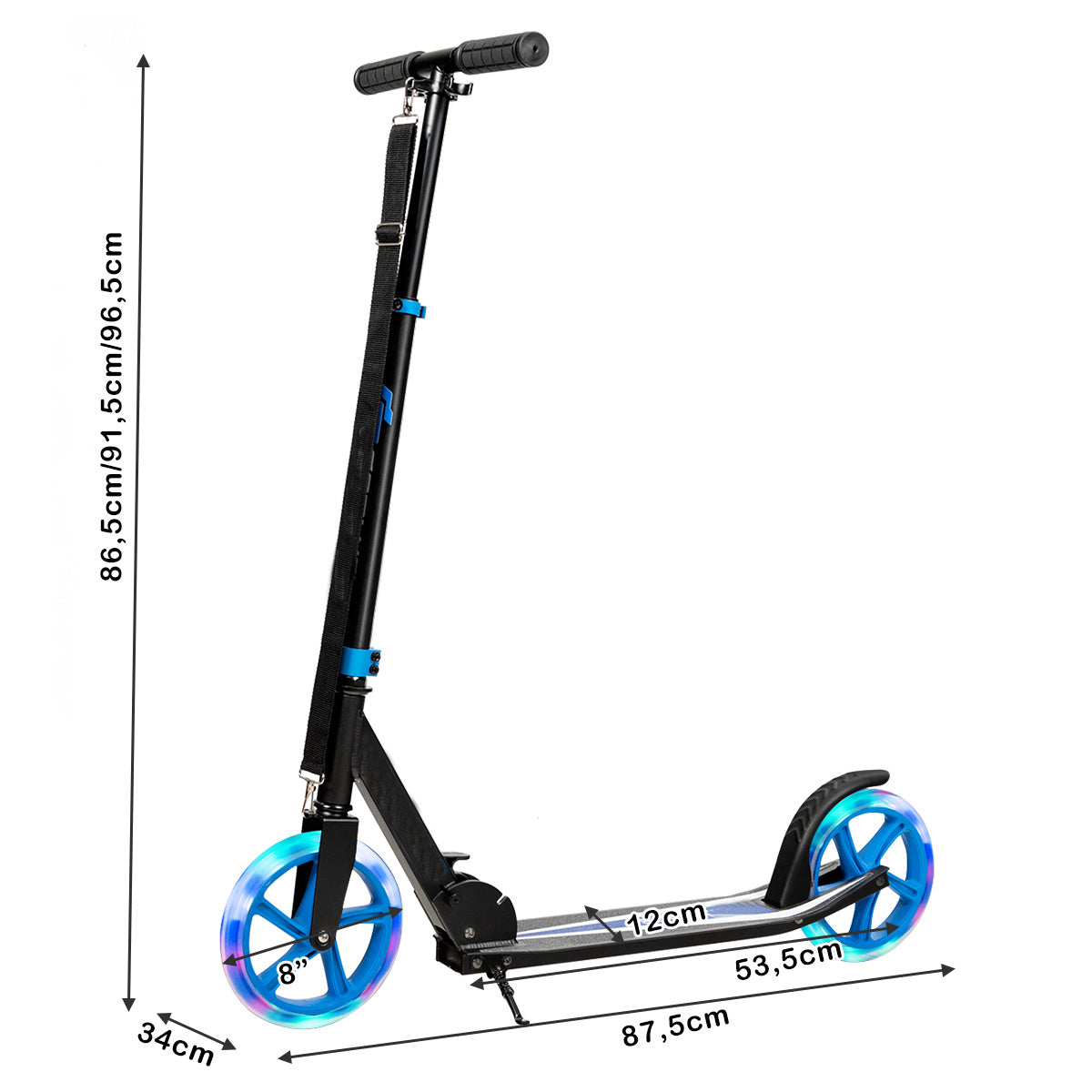 Coast Scooter Step Voor Kinderen Opvouwbaar - 100kg laadvermogen Met 2 LED wielen - Blauw