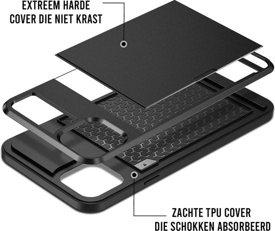 Telefoonhoesje Geschikt voor Iphone 14 Hoesje Met Pasjeshouder En Screenprotector Beschermglas