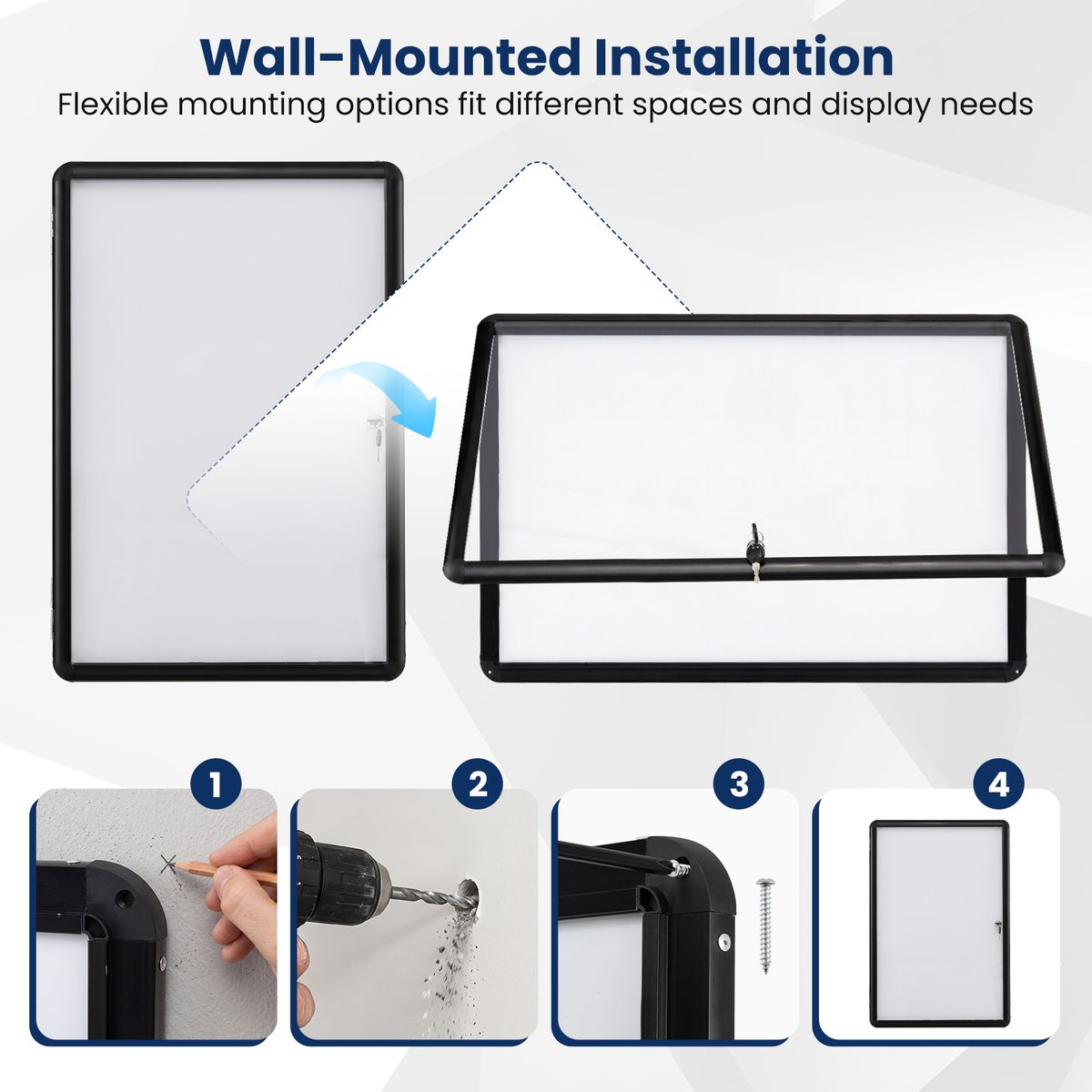 Coast Afsluitbare Vitrine Informatiebord - Magnetische en beschrijfbare achterwand - Maat M - Zwart
