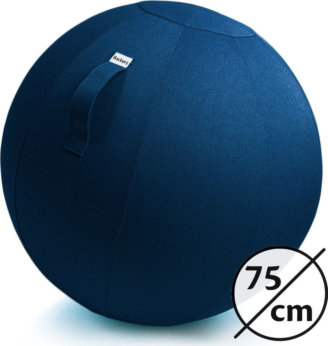 Bckz Zitbal Kantoor en Thuis 75 CM - Luxe Yoga Bal - Zitballen met Hoes - Ergonomische Bureaustoel Bal - Linnen Donkerblauw