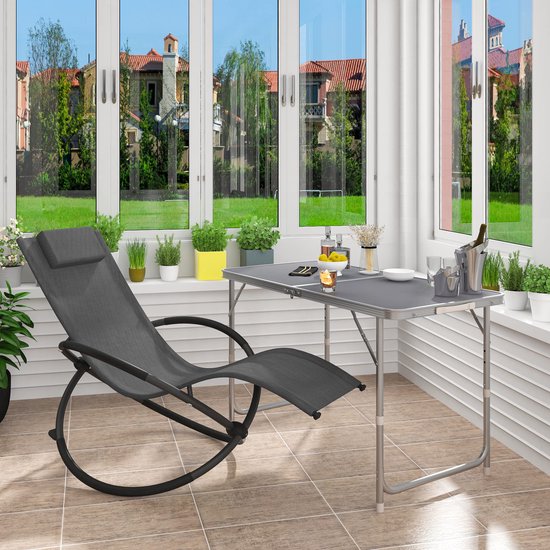 WOLTU kampeertafel inklapbare tafel tuintafel werktafel balkon in hoogte verstelbaar aluminium MDF grijs CPT8122gr