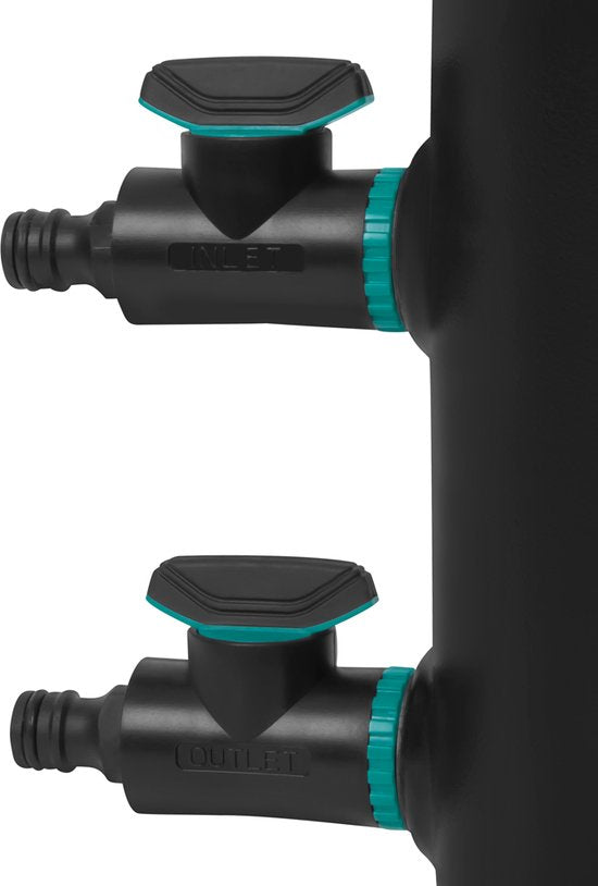 VONROC Waterontharder - draagbare ontkalker – onthardt 1000 Liter per regeneratie - Incl. Watermeter, teststrips voor waterhardheid, slangen & koppelingen
