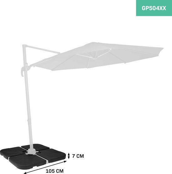 VONROC Parasoltegels – Vulbaar tot 25L per tegel – 50 x 50 x 10 cm – 4 stuks – Zwart