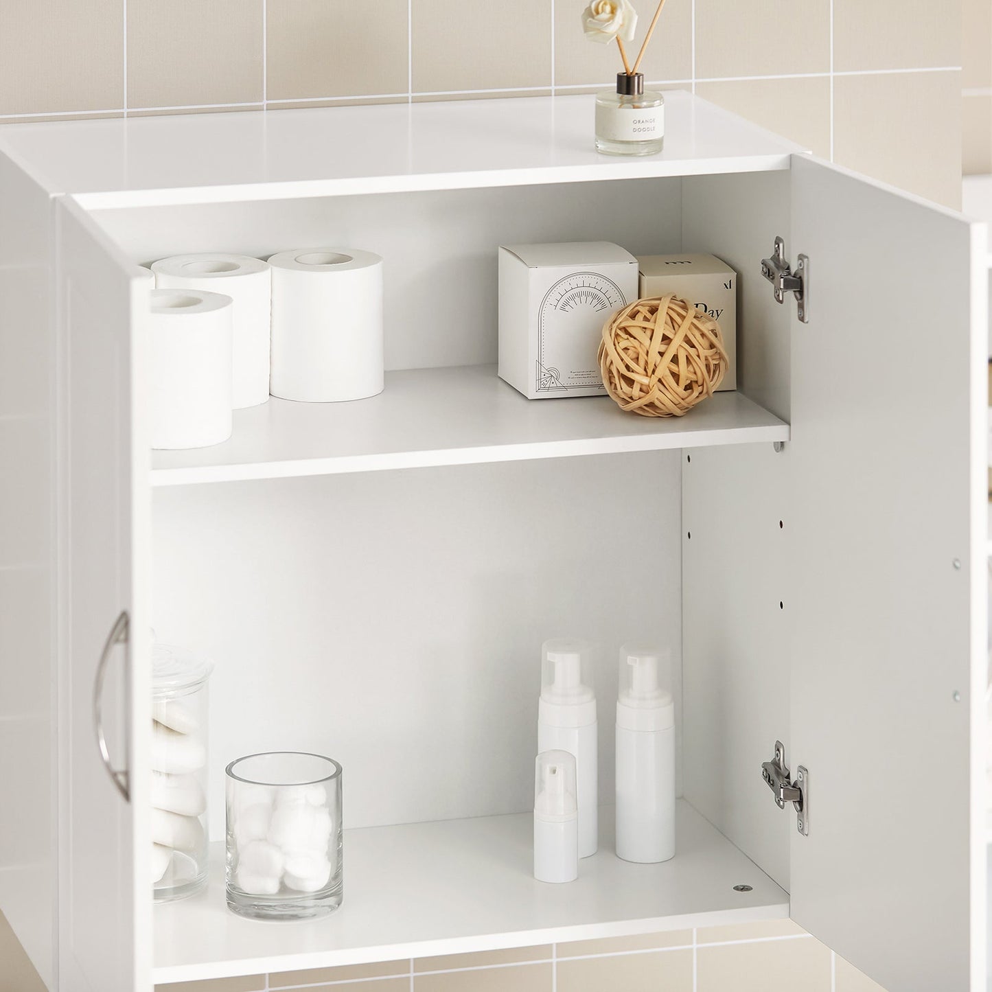 SoBuy Wandkast met 2 Deuren - 60x60x30 cm - Wit - Verstelbare Plank